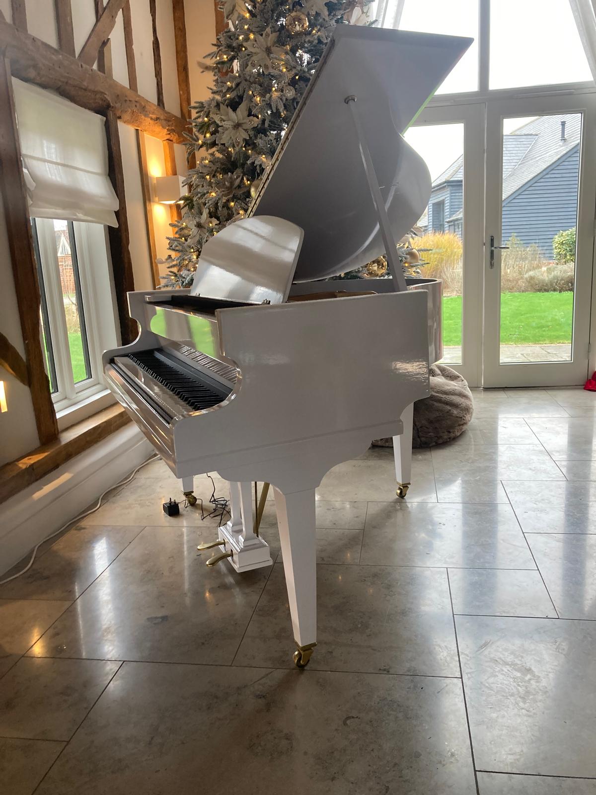 White Baby Grand Piano Digital Conversion