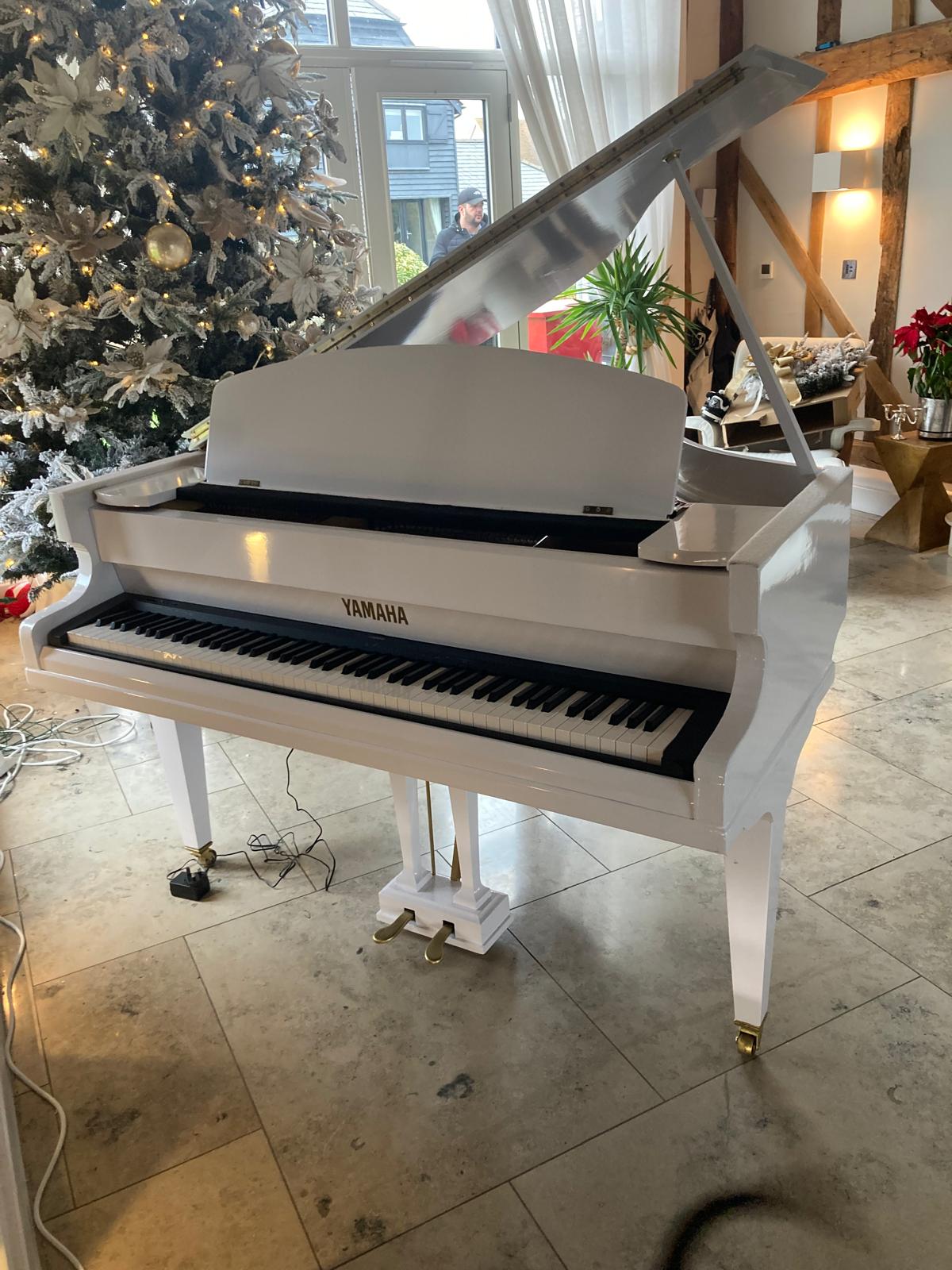 White Baby Grand Piano Digital Conversion