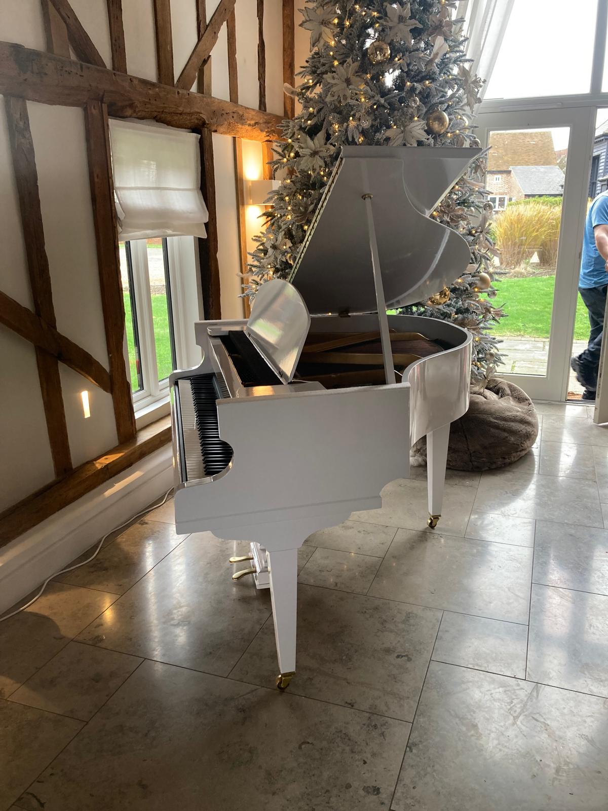 White Baby Grand Piano Digital Conversion