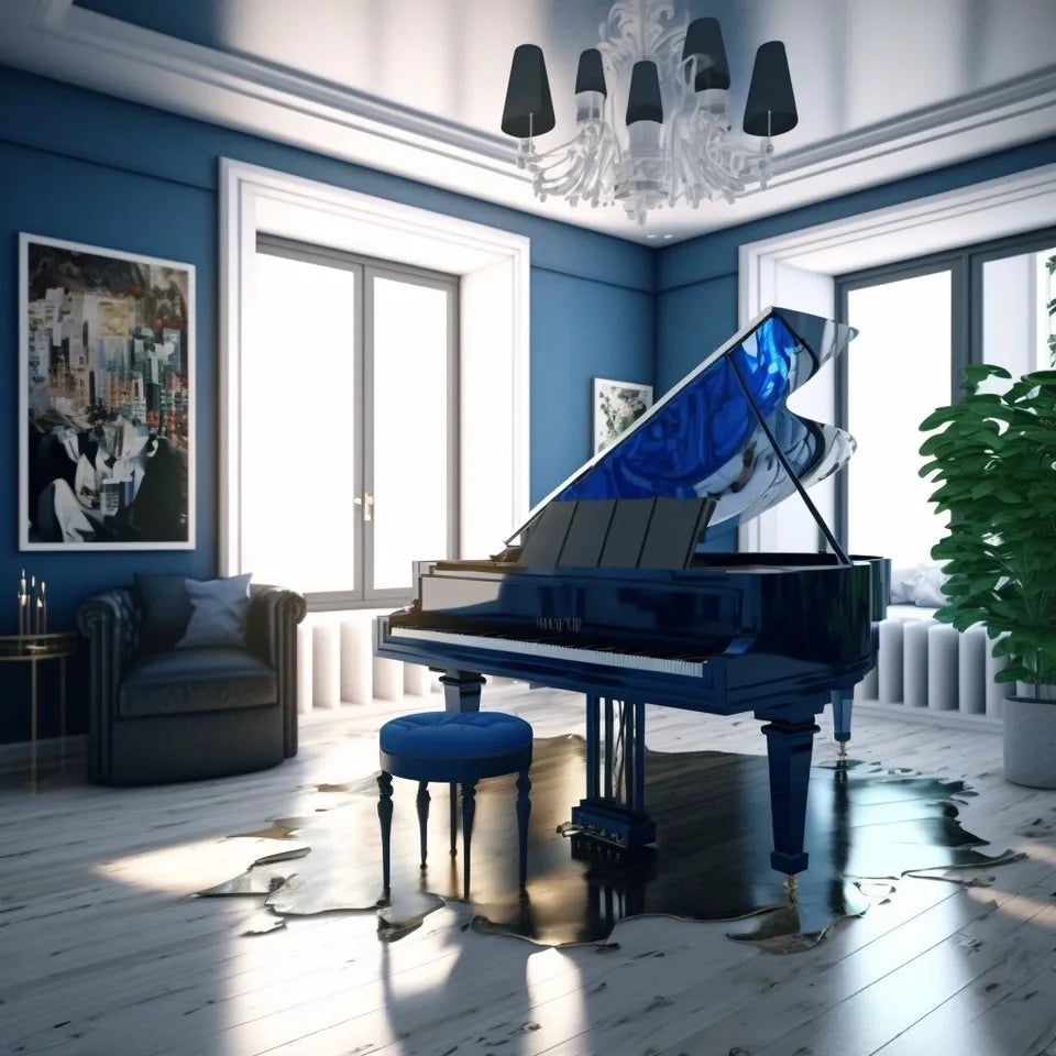 Blue Baby Grand Piano Digital Conversion