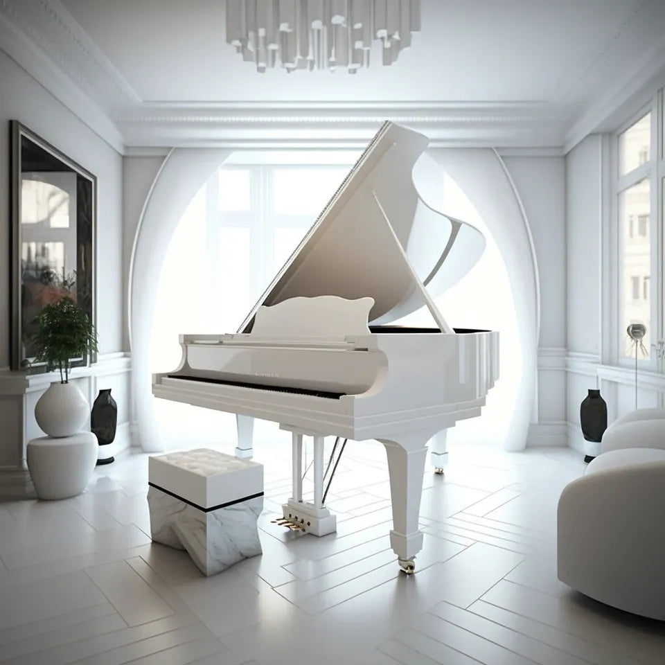 White Baby Grand Piano Digital Conversion