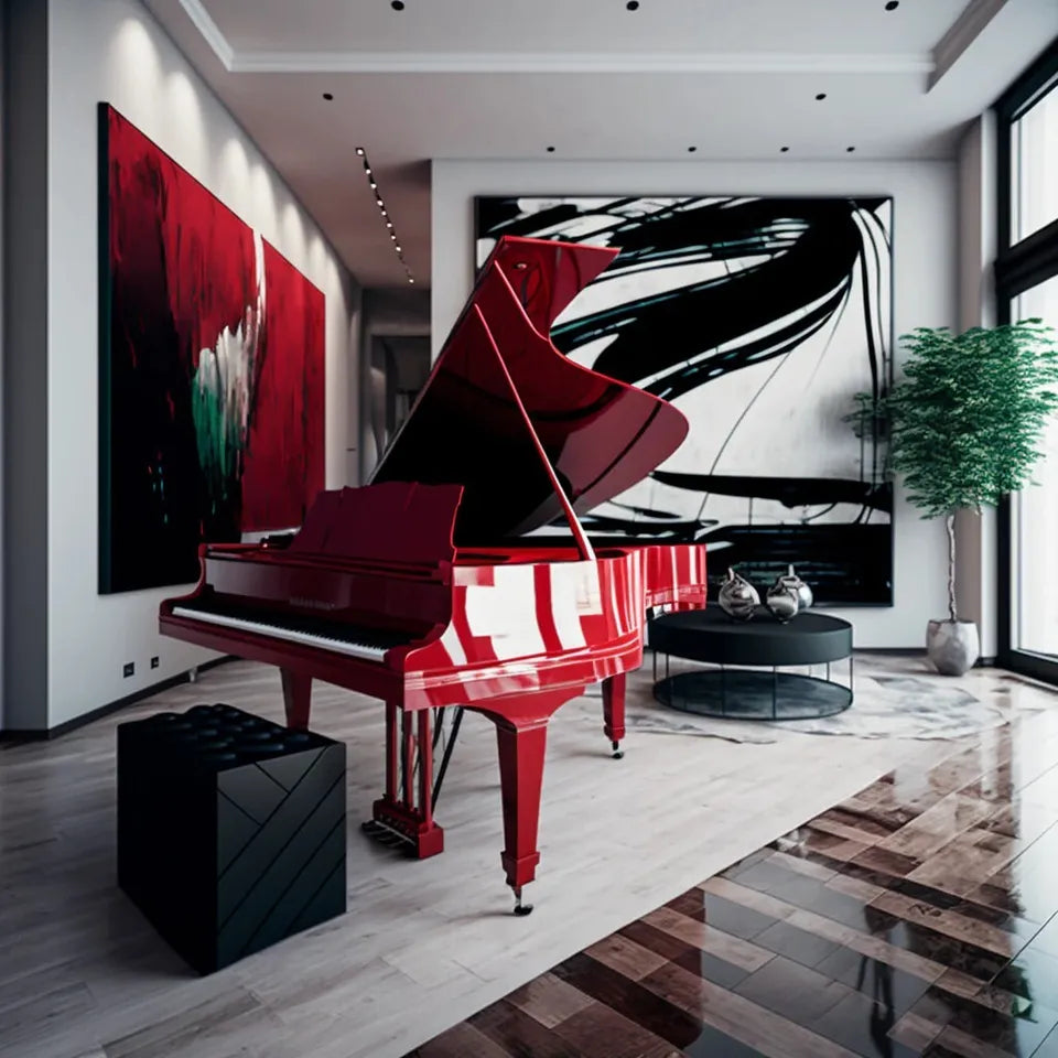 Red Baby Grand Piano Digital Conversion